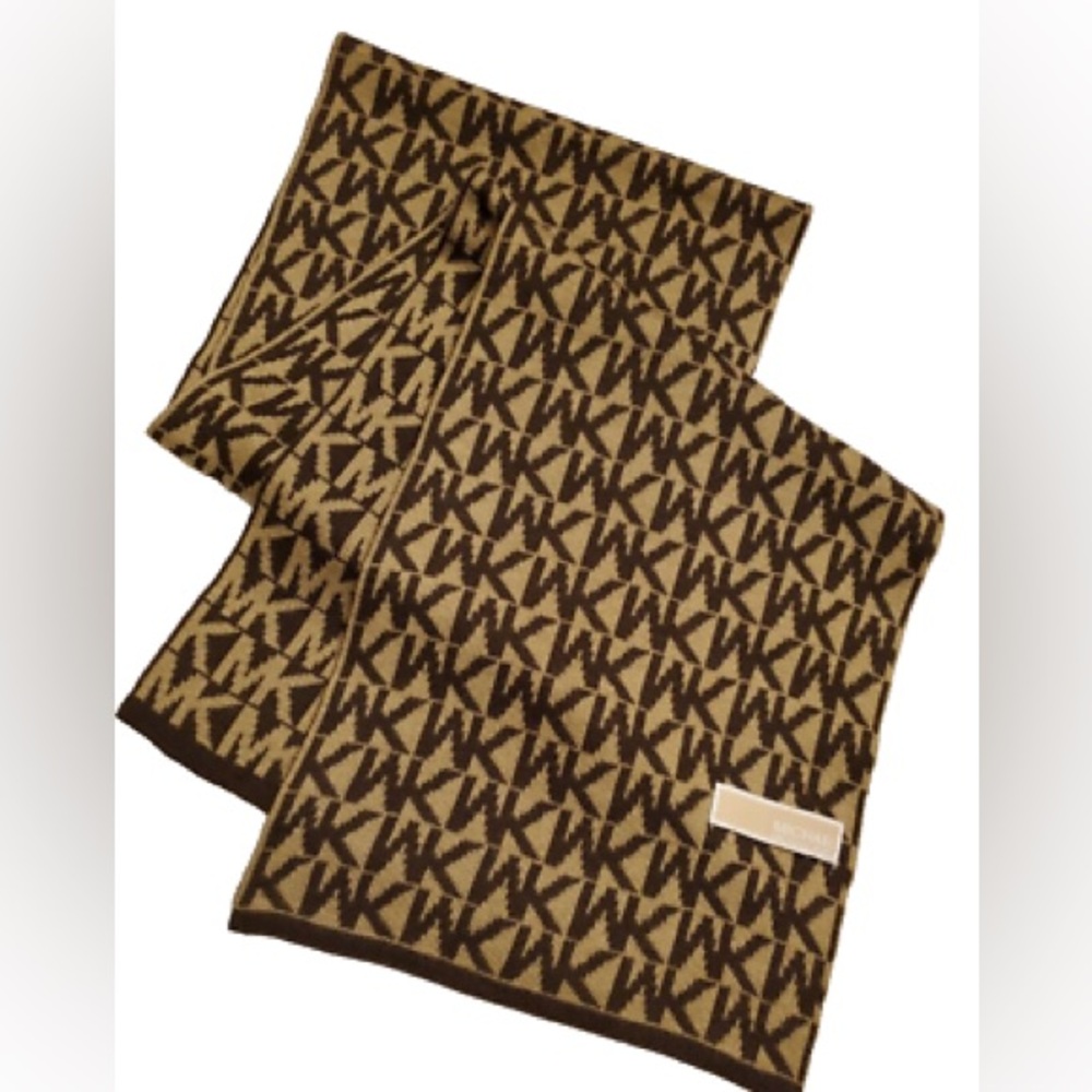 Michael Kors Brown and Tan Monogram Scarf
